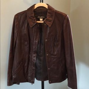 Eddie Bauer butter soft brown leather jacket size M- perfect for spring or fall